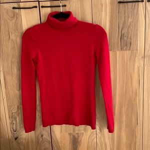 Red silk/cashmere turtleneck sweater